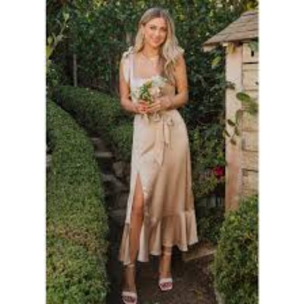 Show Me Your MuMu Claire Midi Dress Show Me The Ring Luxe Satin